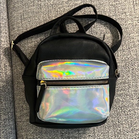 Handbags - Holographic Black Mini Backpack